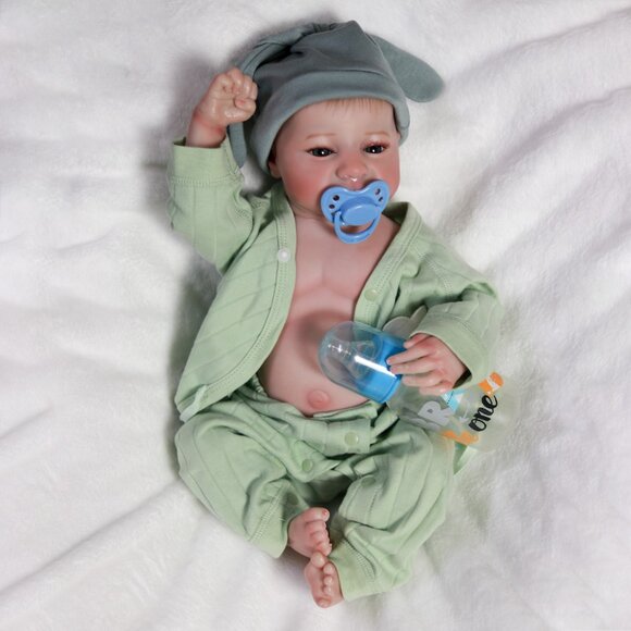 Waterproof Reborn Baby Dolls Handmade Lifelike Full Body Vinyl Silicone Boy Doll - Picture 3 of 7